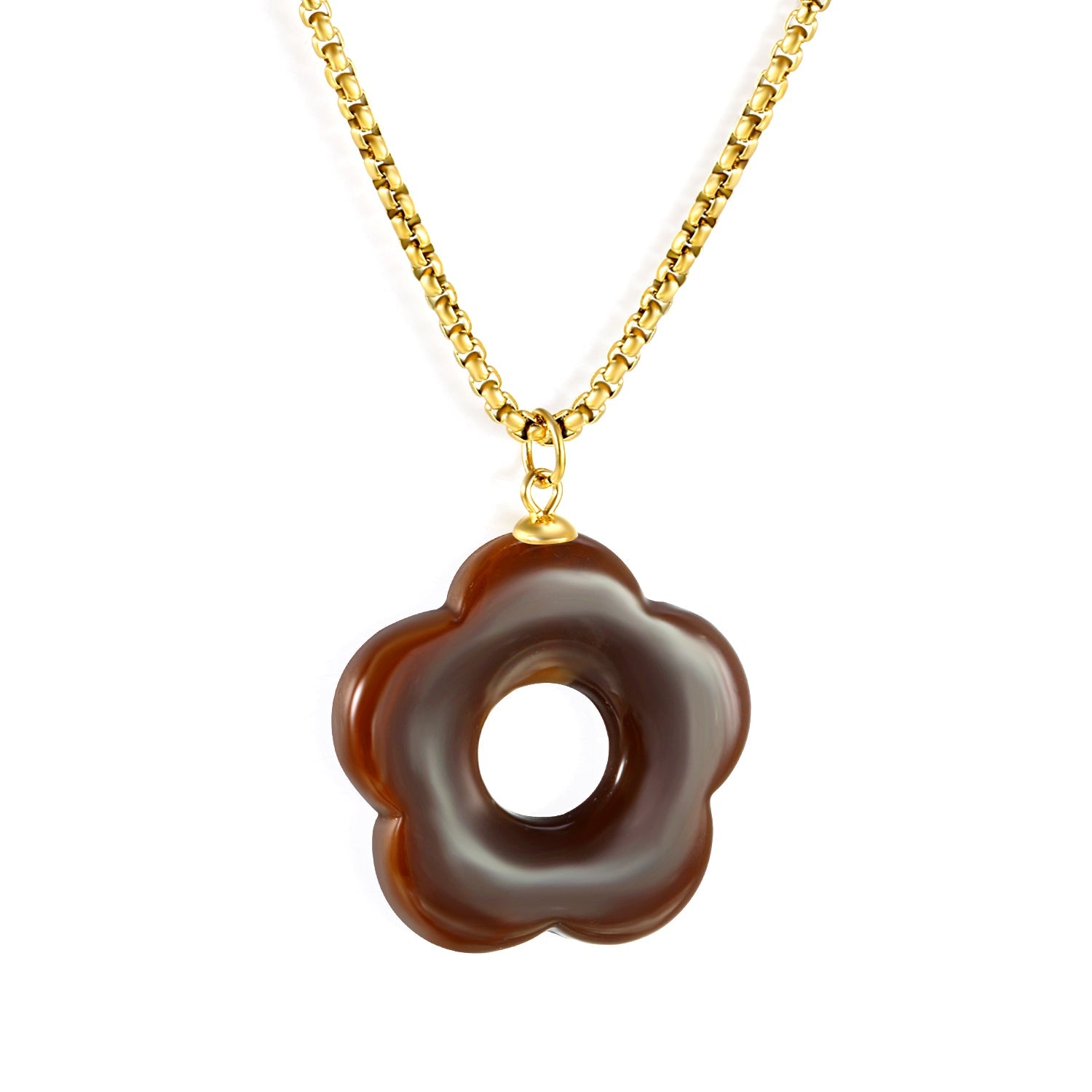 26.7mm Resin White/Red/Blue/Yellow/Coffee/Pink/Peacock Blue/Peacock Green Wreath Pendant 2.0 Square Pearl Chain*40+5cm+6mm Round Plaque Necklace GOLDEN asonjewelry